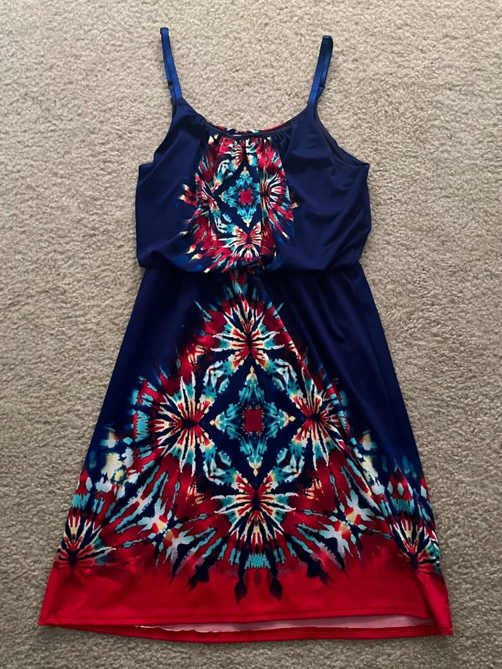 Lipstick Spaghetti Stap Sundress • Size Small • Blue